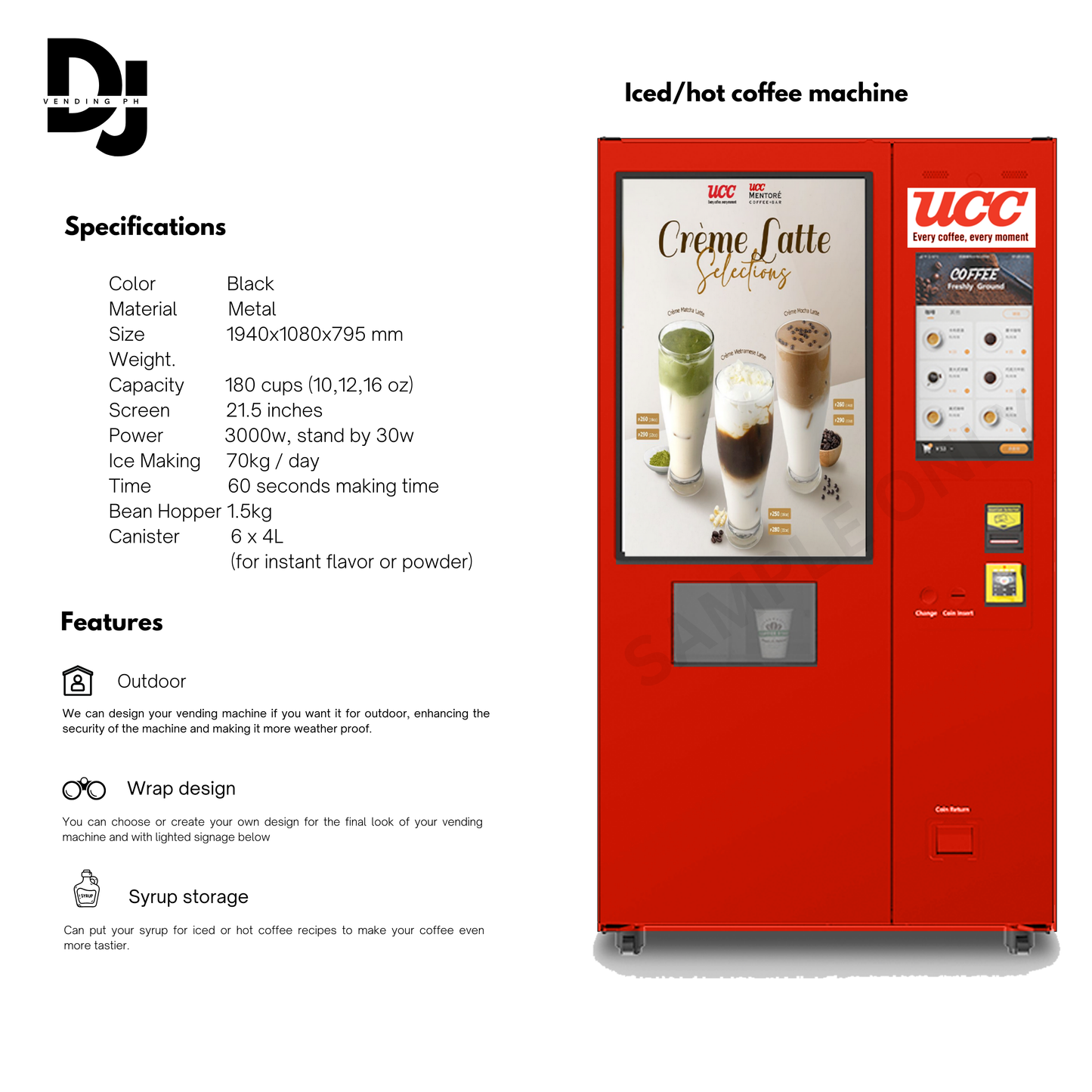 Hot and Iced Coffee Vending Machine